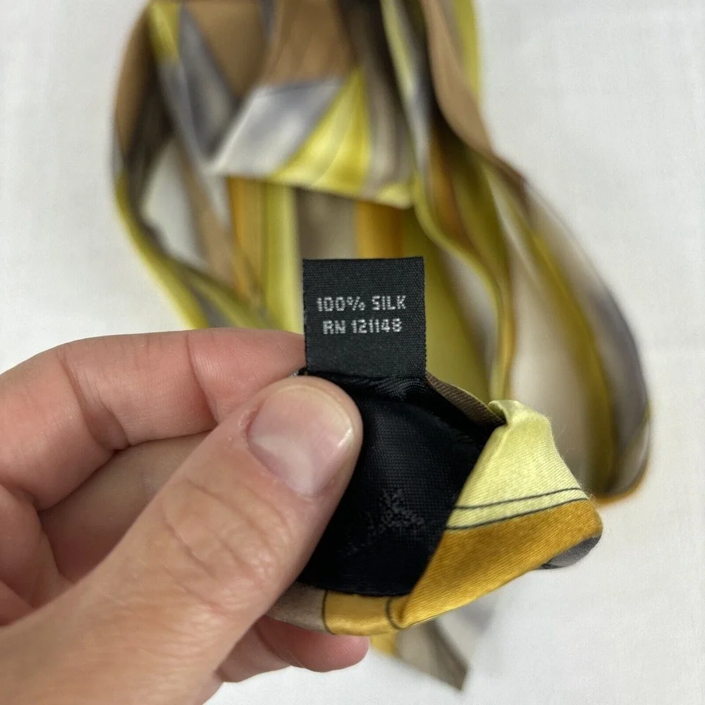 J. Garcia Silk Tie, Facets ll Collection 53,‎ Abstract Yellow, Gold, Tan, Grey